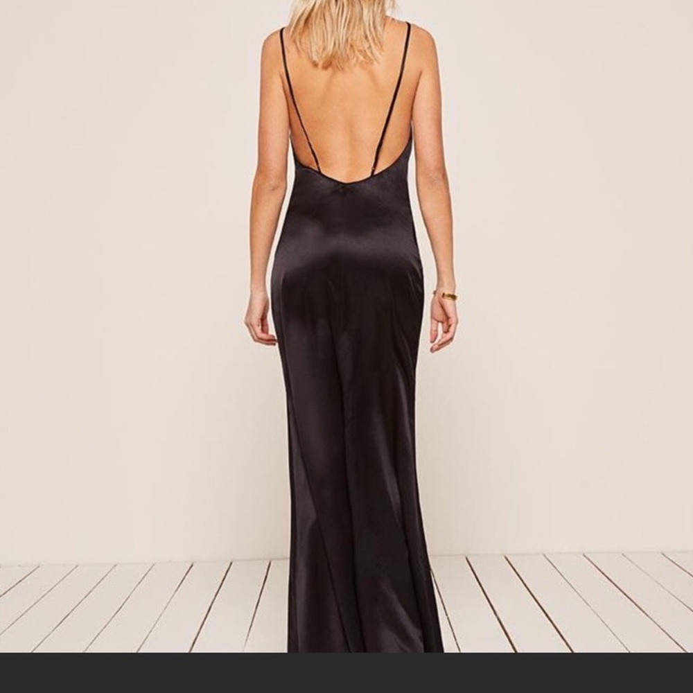 Reformation Black Silk Rosie Dress